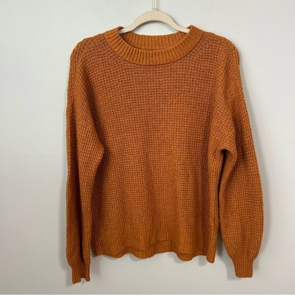 American Eagle Outfitters Brown Orange Crewneck Oversized Sweater Size Medium - Picture 3 of 7